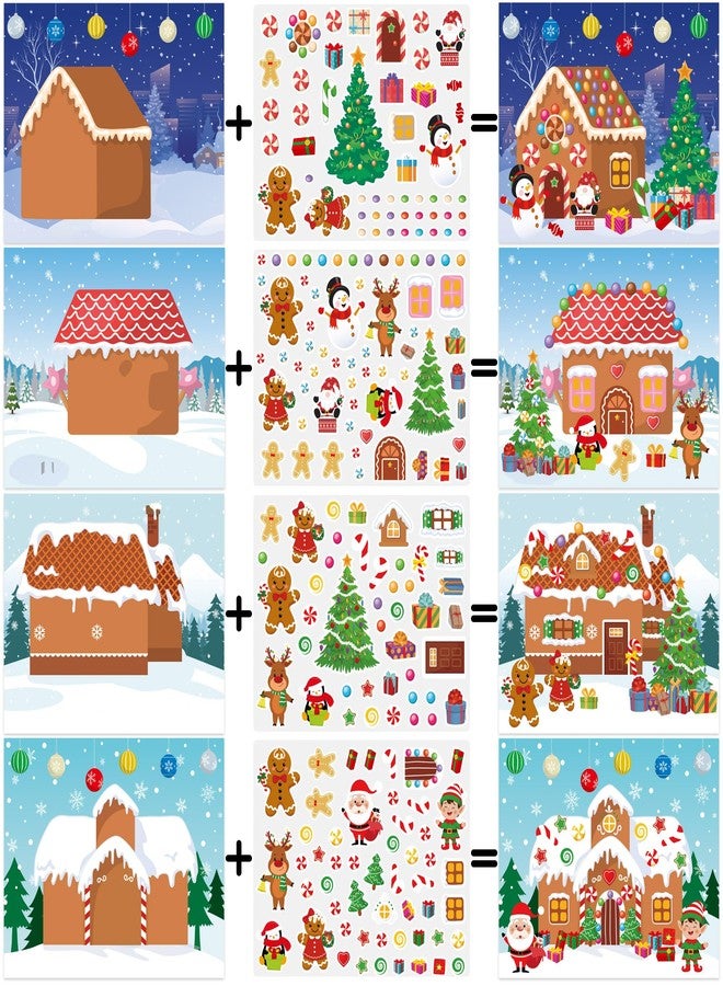 Fairooth 40 Sheets Make a Gingerbread House Stickers Make Your Own Gingerbread House Stickers for Kids DIY Christmas Scene Crafts Sticker Kit for Xmas Holiday Party Home Classroom Games Activities Supplies - Image 1